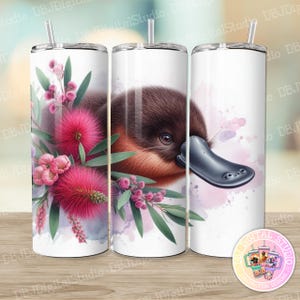 Platypus and Pastel Aussie Native Flowers- 20oz Digital PNG  Sublimation Tumbler Wrap
