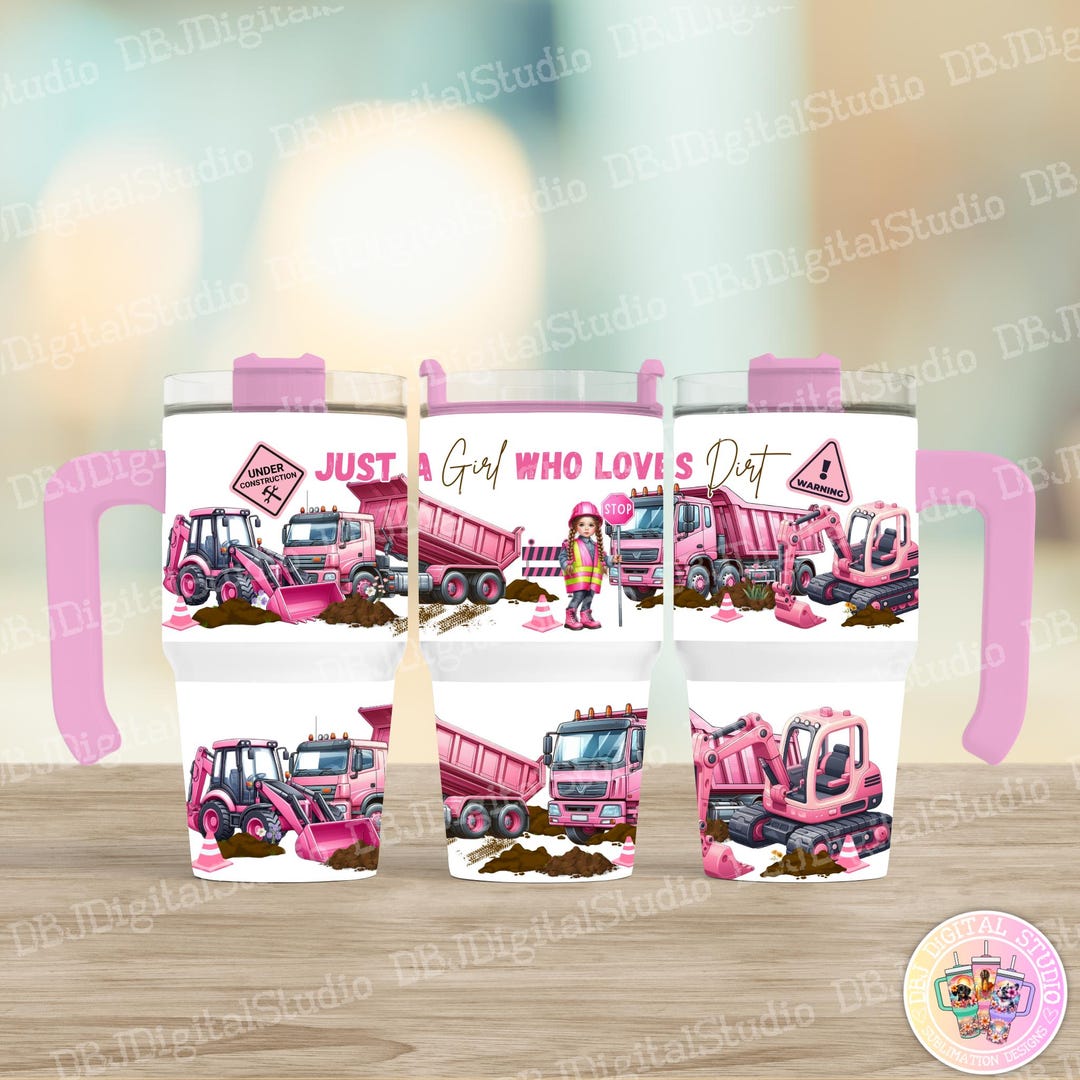 Pink Diggers Vector Just a GIRL Who Loves Diggers - Hot Pink Contruction Themed - Digital ...