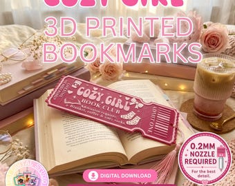 Cozy Girl 3D Bookmark STL | 0.2 Nozzle Required | Ams Required | 3MF - STL & OBJ | Digital Download | Bookish