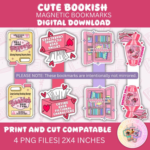 4 lindos designs literários com citações - Download digital - Marcadores de livros magnéticos para imprimir - Faça você mesmo - Cricut - Máquinas de corte, Leitura, Livros