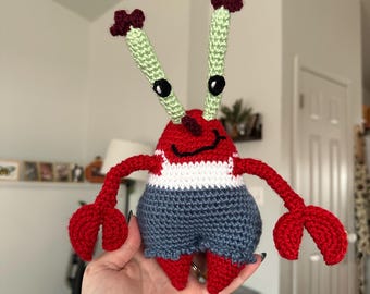 Crochet Cheeky Krab Amigurumi Plushie, Handmade Car Hanging, Bag Charm
