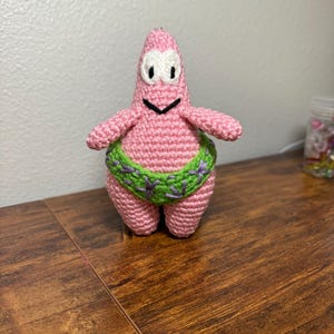 Cheeky Starfish, Patrick, Crochet Amigurumi, Stuffed Animal, Toy, Car Hanging, Keychain, Handmade Item, Made to Order Plushie
