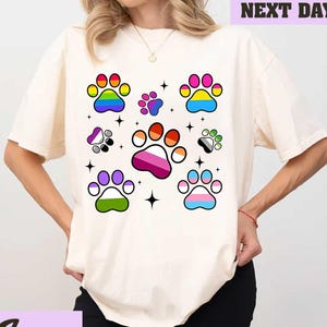Pride Paw Print Shirt, LGBTQ Pet Lover Tee, Rainbow Flag Animal T-Shirt, Queer Inclusive Graphic, Gender Identity Dog Cat Shirt, Gay Dog Tee