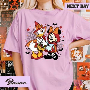 Vintage Minnie Daisy Halloween Comfort Colors Shirt, Disney Halloween Shirt, WDW Disneyland Halloween Girls Trip 2025, Besties Halloween Tee
