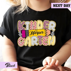 Personalized Kindergarten Tshirt Girls Custom Kids Name Back To School Shirt Toddler Kid Kindergarten Shirt With Name Kindergarten Girl Gift