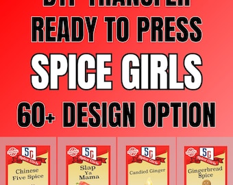 Spice Group Halloween DTF Transfer, Anpassat kryddpar, DTF Thanksgiving-kostymer, Pressfärdig matkrydda, Spices-familjekostymer