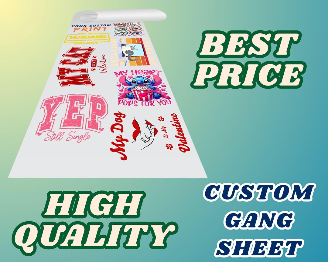 Custom DTF Heat Transfer Gang Sheet: Ready to Press, Full Color - Etsy