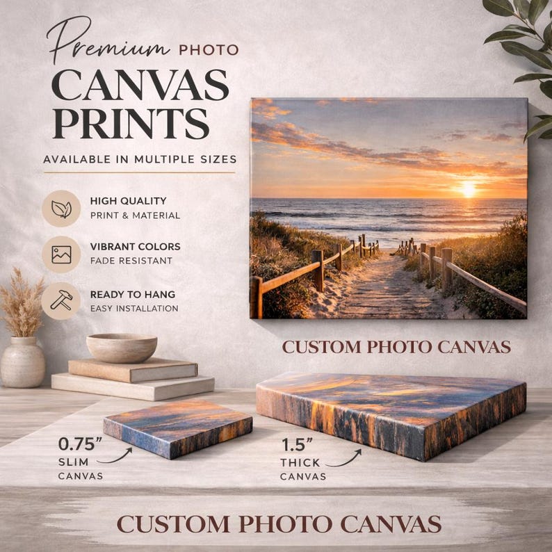 Anpassat fotocanvastryck, personlig canvasväggkonst, stor familjefotocanvas, anpassat bildtryck, bröllopsfotocanvaspresent bild 1