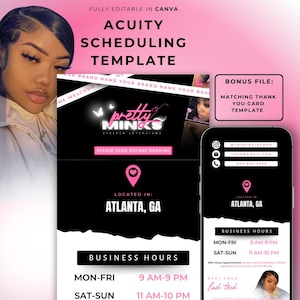 Pink & Black Acuity Scheduling Template: DIY Booking Site Design (Canva Editable)