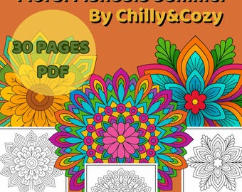 Floral Mandala Coloring Book: 30 Relaxing Summer Pages (PDF Download