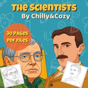 Dibujos para colorear de científicos para niños y adultos – Ciencias STEM (PDF imprimible) / Hojas para colorear educativas / Descarga instantánea