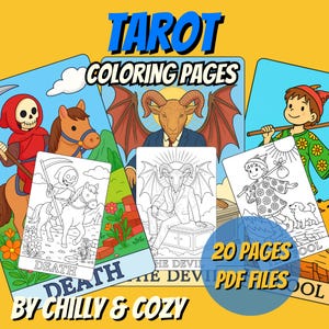 Tarot Malseiten - 20 druckbare PDF Seiten mystischer Spaß für jedes Alter | Sofort Download