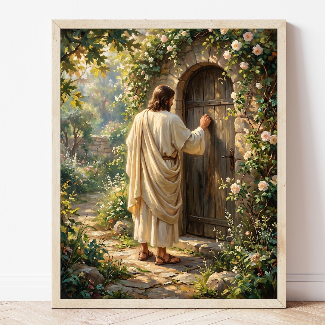 Jesus Knocking at the Door Art Print, LDS Bible Wall Art, Christianity ...