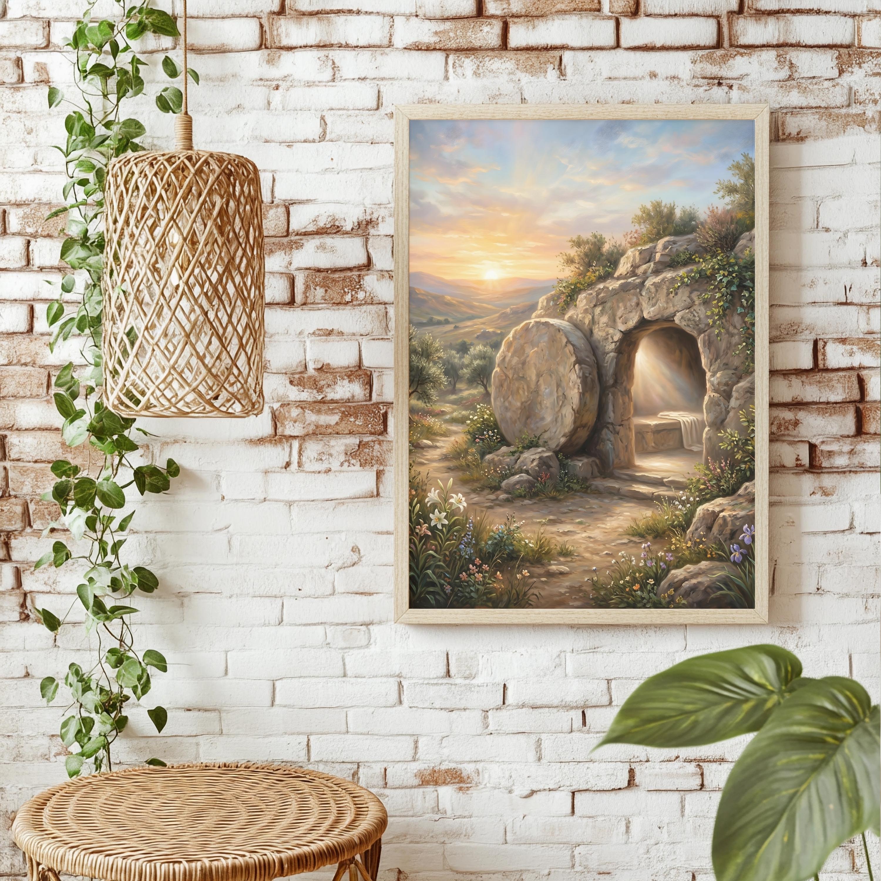 Empty Tomb Christian Wall Art, He is Risen Home Decor, Easter Religious ...