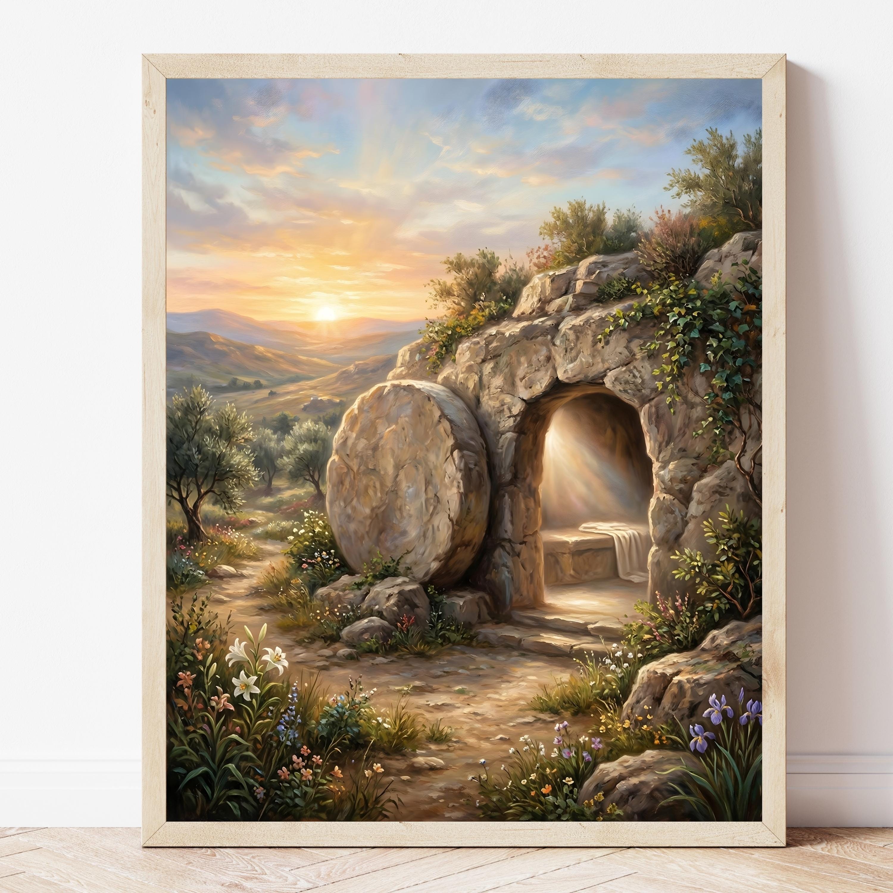 Empty Tomb Christian Wall Art, He is Risen Home Decor, Easter Religious ...
