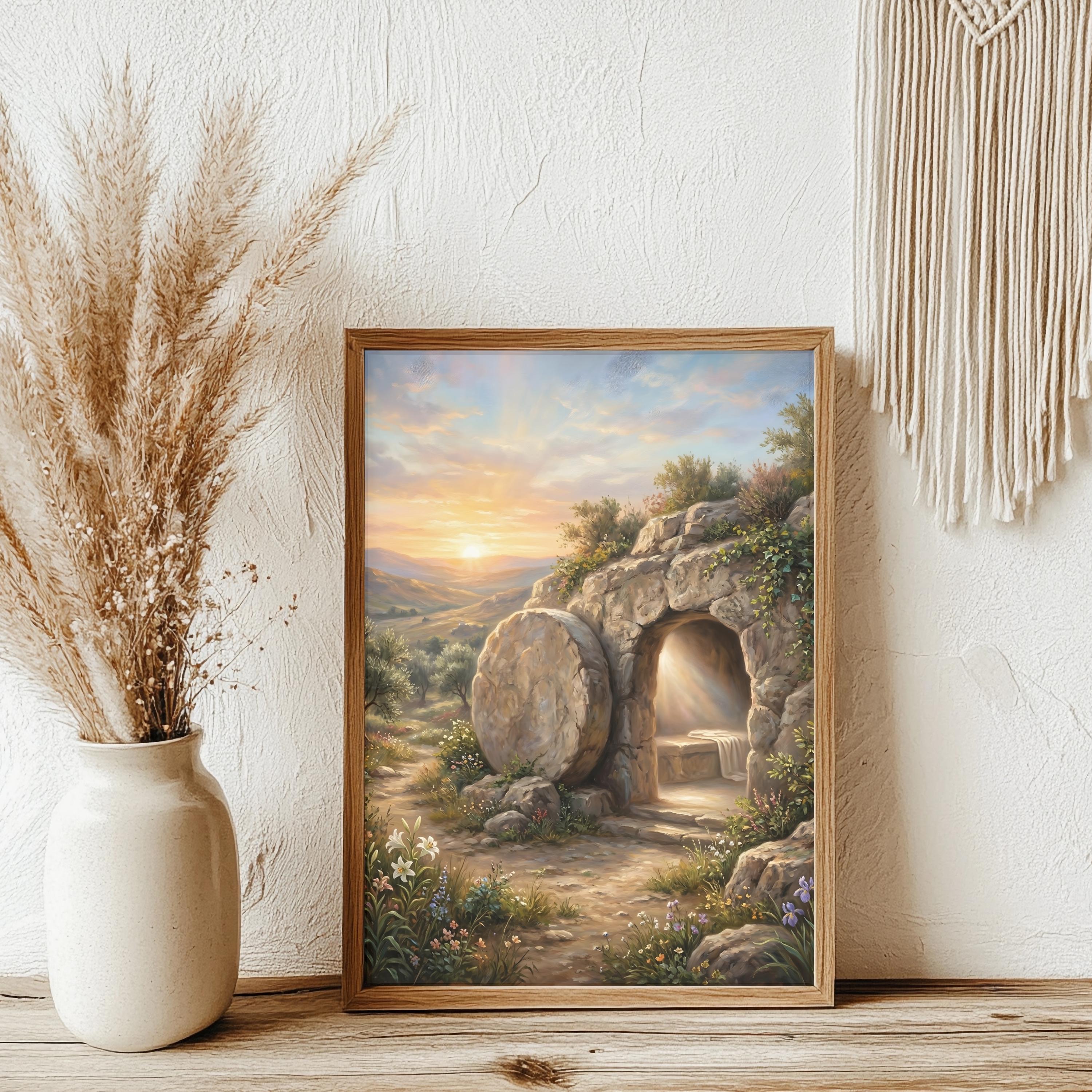 Empty Tomb Christian Wall Art, He is Risen Home Decor, Easter Religious ...