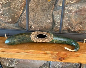 gourd art, woven pine needles, shelf sitter