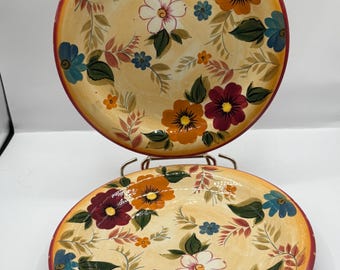 Ensemble d'assiettes peintes à la main VTG Oneida Sunset Bouquet de (3) 10,5 po. D