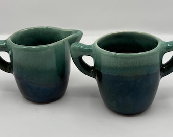 Ensemble sucrier et crémier goutte à goutte vintage - Vert bicolore