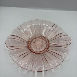Vintage Anchor Hocking Roze Linie rosa Depression Glasplatten Set (3)