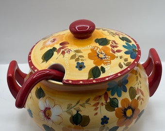 Soupière en céramique Oneida Sunset Bouquet VTG, grand plat de service 8,6 po. H x 11,5 po. P