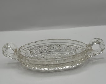 Vintage American Brilliant Cut Glass Nappy Dish: Handled Serving Bowl
