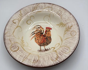 Vintage HD design San Pedro Rooster bowl 10” W  beautiful condition