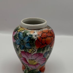 Vintage 1920 Chinese hand painted floral vase small vase