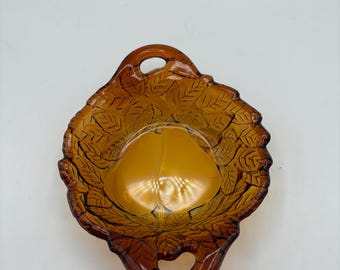 Plat à relish Tiara vintage en verre : design Ambre Sweet Pear