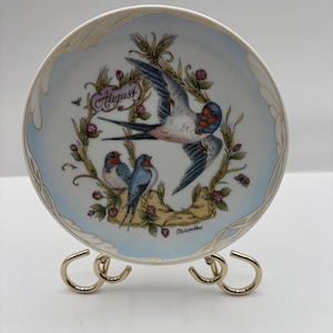 Sammelteller Monat August der VTG Rouchschwalbe und Kamahren mit Vogelmotiv 15 cm W