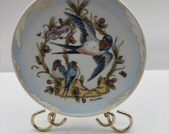 VTG Rouchschwalbe and Kamahren collector plate Month of August featuring a bird design 6” W
