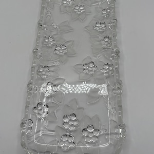 Vintage Walther Glass Mikasa Germany Carmen pattern clear and frosted canap’e tray embossed flowers and frosted leaves 13”Lx 6” W beautiful