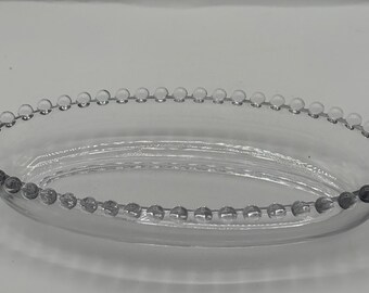 Vintage Imperial Glass Candlestick Celery Dish: Vanity Catch-All, 8"L