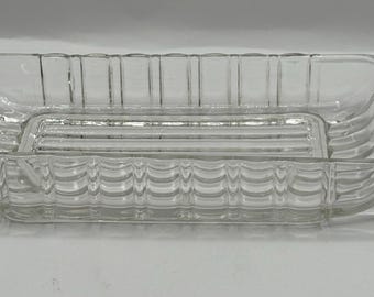 Vintage Clear Glass Celery Dish: Vanity Catch-All (9" L x 3.5" W )