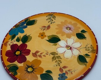 Dessous de plat VTG Oneida Sunset Bouquet jaune et rouge 8 po. Dx .5 po. H