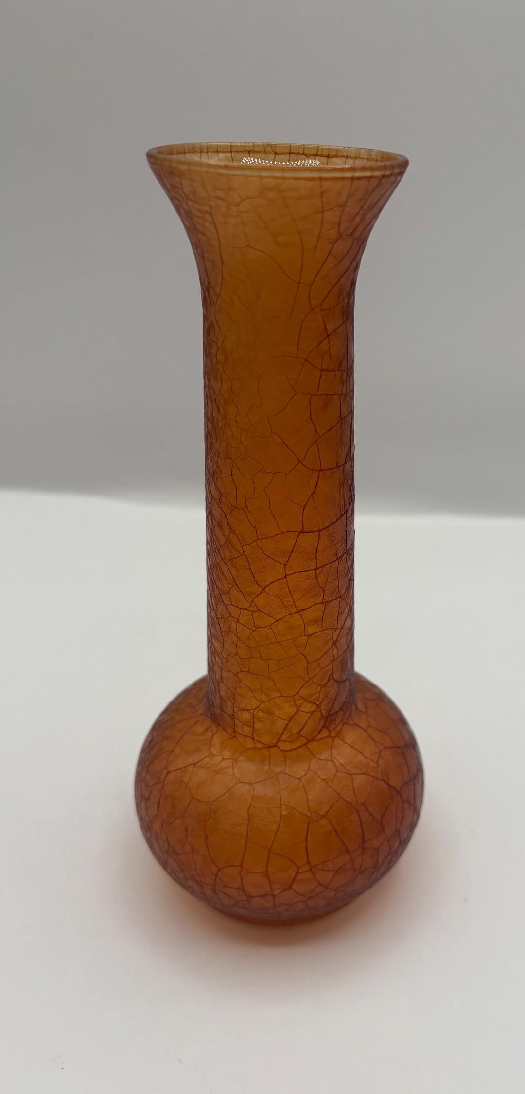 Amber Crackle Glass Vase