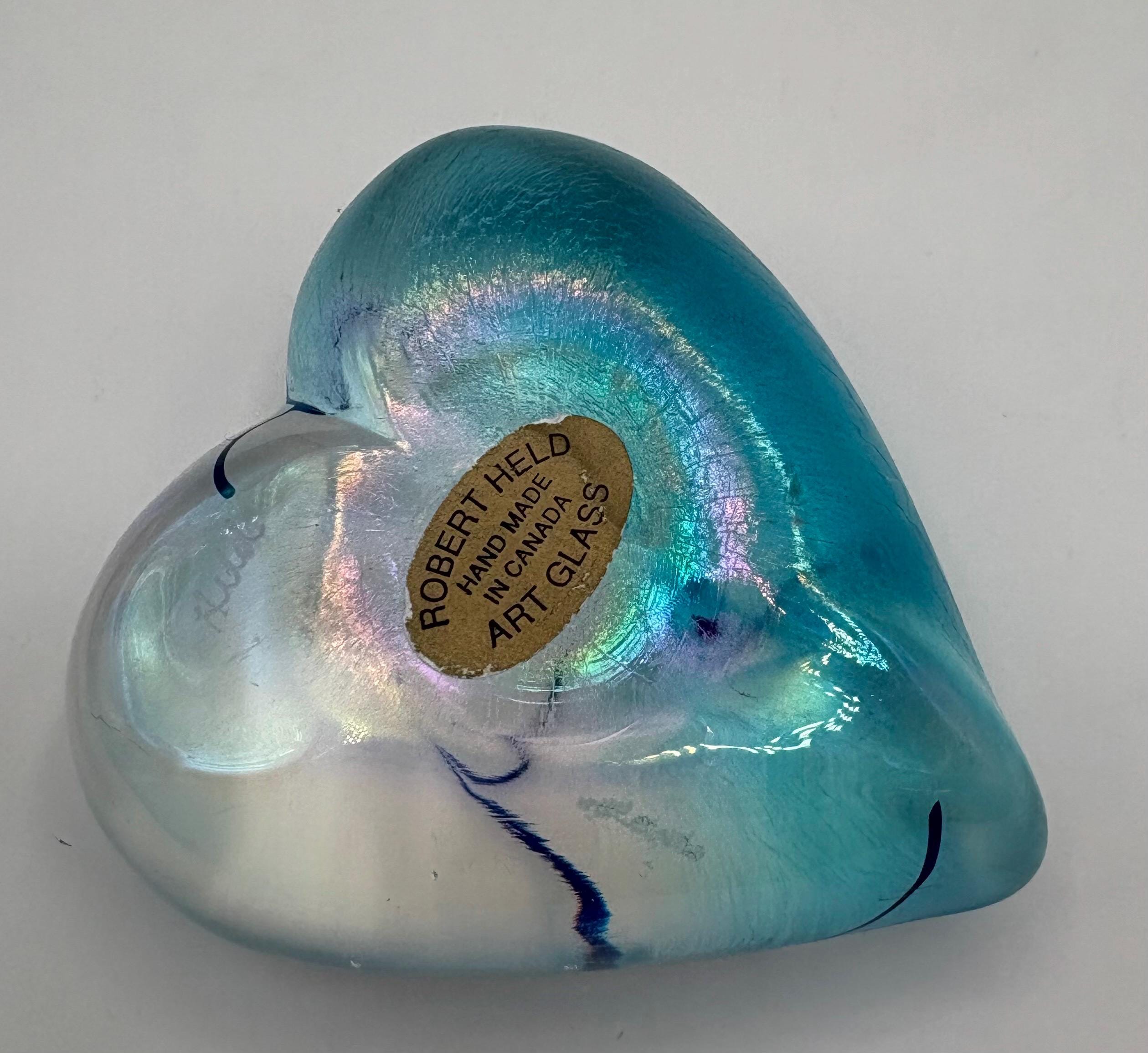 Vintage Robert Held Blown Glass Heart Paperweight Art Glass ( I