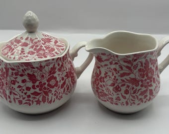 Cukierniczka i śmietanka z kolekcji Vintage Open Home Chintzware z kwiatowym wzorem w odcieniu przydymionej róży