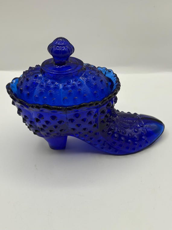 ビンテージ フェントン アート ガラス、コルバルト ブルー ホブネイル