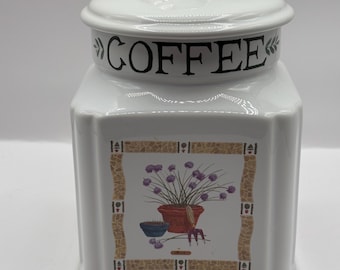 Boîte à café vintage en céramique : décoration de cuisine Angleterre (7 po. H x 5 po. L)