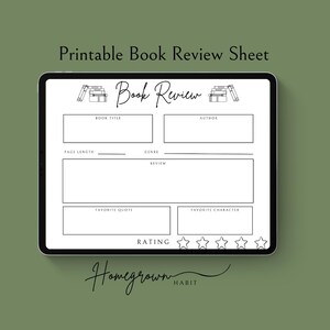 Printable Book Review Sheet | Cute & Cozy Book Tracker | Digital Download