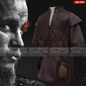 Veste en cuir Ragnar Lothbrok, gilet en cuir Viking fait à la main, manteau en cuir véritable Viking Ragnar