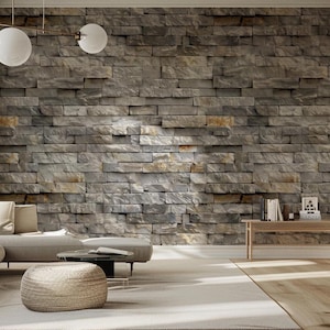 Carta da parati in mattoni di pietra, murale in pietra realistico, arte murale con texture naturale - stacca e attacca, commerciale, tessuto non tessuto