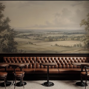 Vintage Countryside Landscape Mural: Rustic Peel and Stick Wallpaper