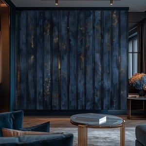 Navy Blue & Gold Accent Peel and Stick Wallpaper Mural, Removable Vinyl Non-Woven Wallpaper, Canvas Texture Commercial Grade Wall Decor