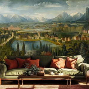 Italian Renaissance Landscape Wallpaper Mural: Peel & Stick Wall Art