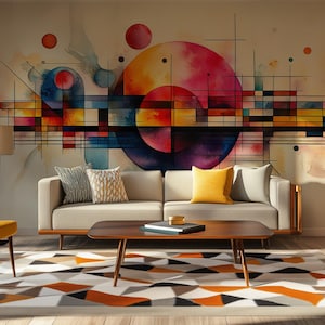 Geometric Peel and Stick Wallpaper Mural: Removable Canvas Texture