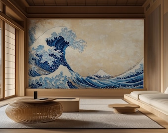 Hokusai Wave Wall Mural | Japanese Peel and Stick Wallpaper