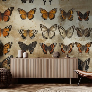 Butterfly Wallpaper Mural, Natural Elegance Wall Mural, Vibrant Butterfly Decor - Peel & Stick, Commercial, Non-woven
