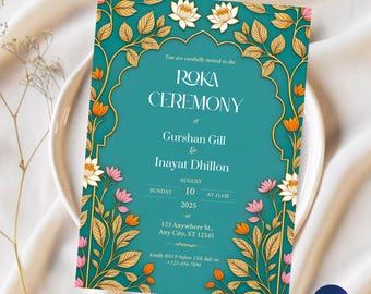 Floral Roka Ceremony Invitation: Indian Engagement Invite (Digital Download)